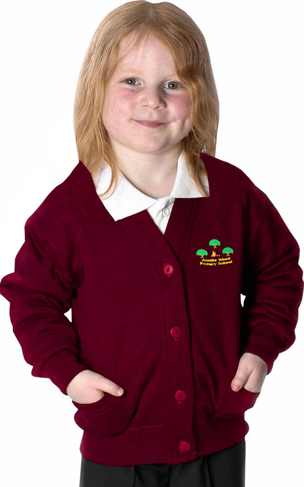 girls burgundy school cardigan
