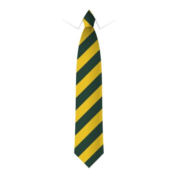 24 x Green & Gold Block Stripe Ties - Schools, Commercial, Fancy Dress, Hen & Stag Do