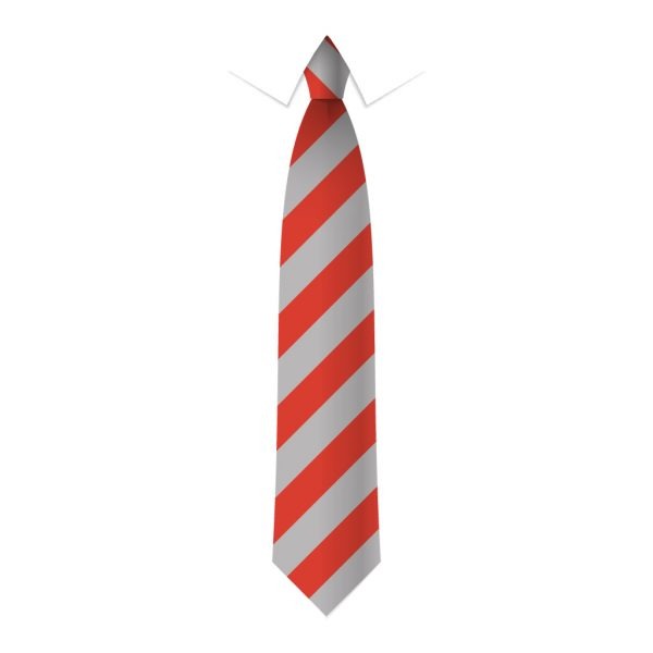 24 x Red & Silver Grey Block Stripe Ties - Schools, Commercial, Fancy Dress, Hen & Stag Do
