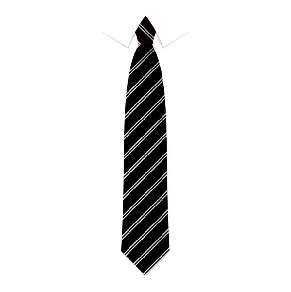 24 x Black & White Double Stripe Ties - Schools, Commercial, Fancy Dress, Hen & Stag Do