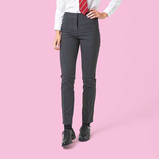Girls Navy Slim Fit Adjustable Waist School Trousers | New Look