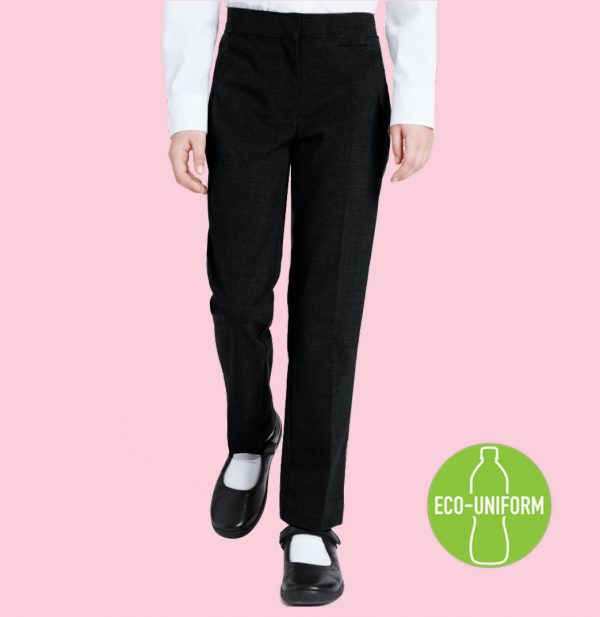 Girls Navy Slim Fit Trousers with Elastic Back