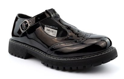 T-Bar Brogue With Buckle Fastening 