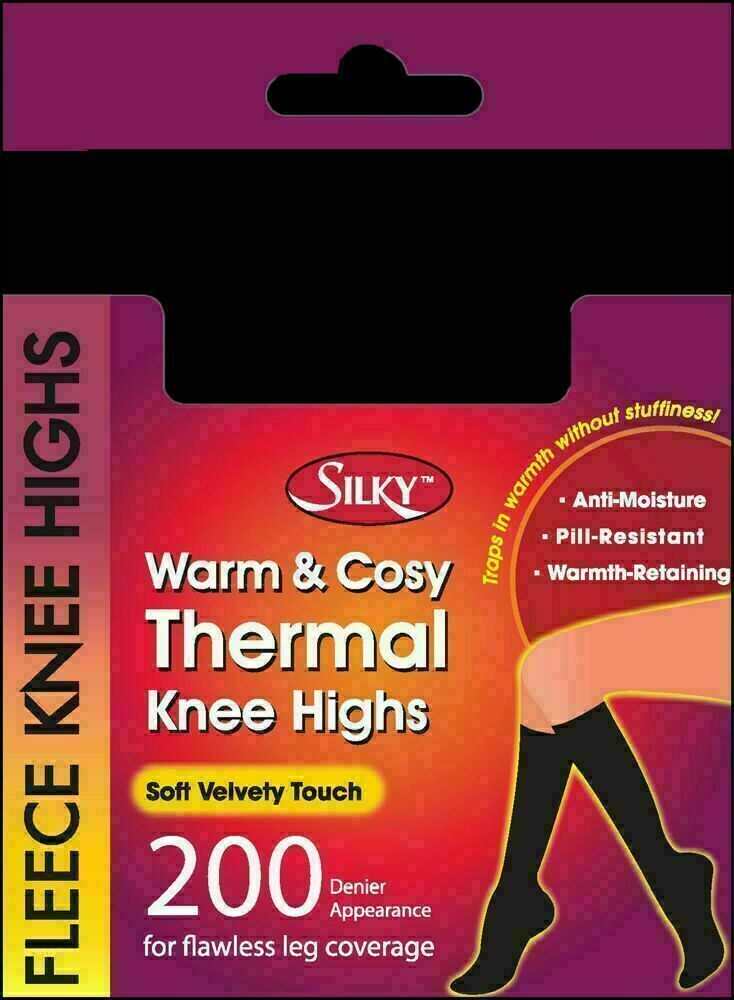 2 Pairs Women’s Thermal Knee-High Socks – Insulated Winter Socks, UK Size 4-7