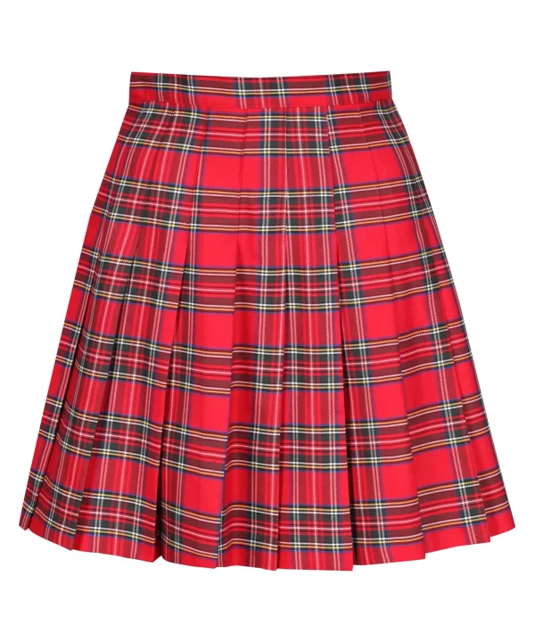 Red Tartan Stitch Down Pleated Skirt TO CLEAR