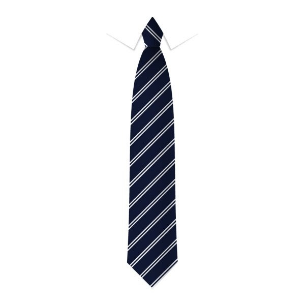 24 x Navy & White Double Stripe Ties - Schools, Commercial, Fancy Dress, Hen & Stag Do