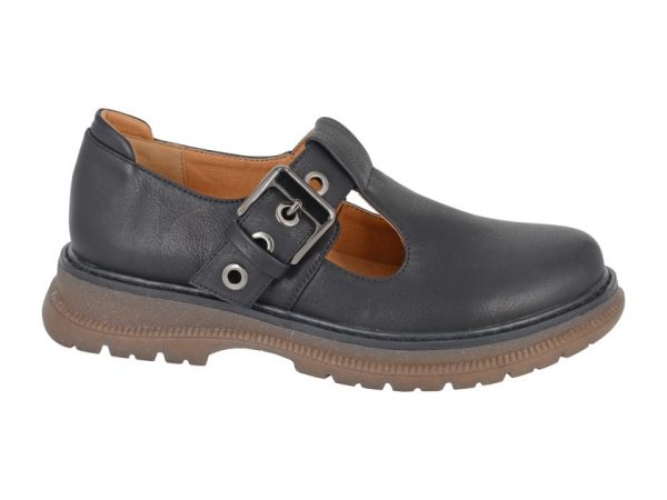 Black T Bar Buckle Up School Shoes