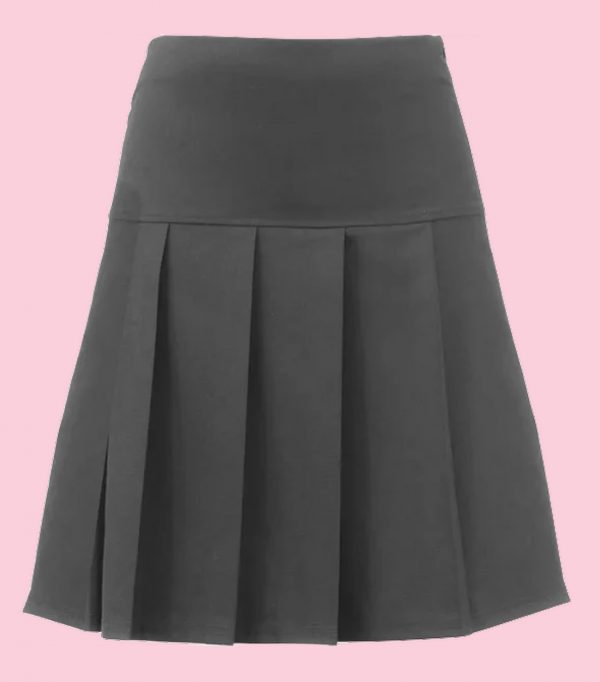 Junior Drop Waist Pleated Skirt Grey